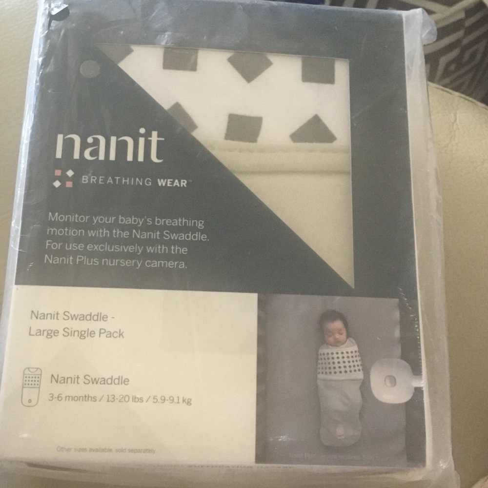 Nanit Breathing Wear White & Gray Swaddle - monitor breathing ~ NEW